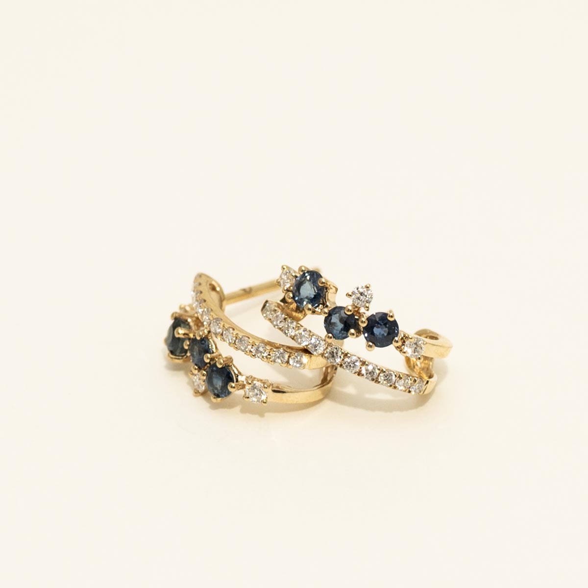 Sapphire Hoop Earrings in 14kt Yellow Gold with Diamonds (1/4ct tw)