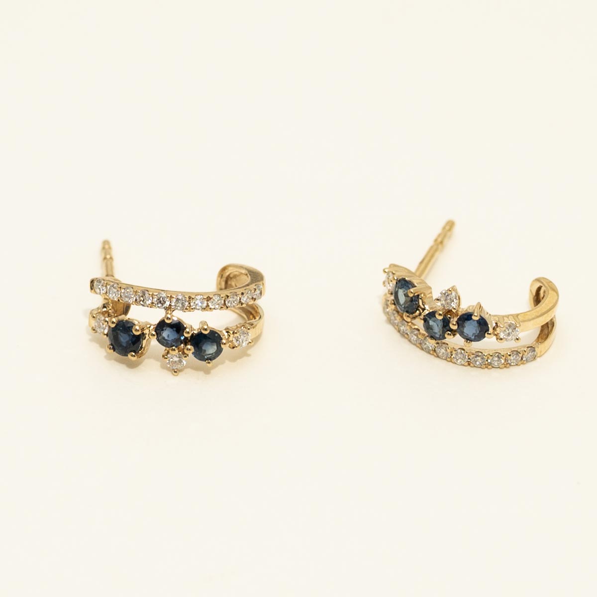 Sapphire Hoop Earrings in 14kt Yellow Gold with Diamonds (1/4ct tw)