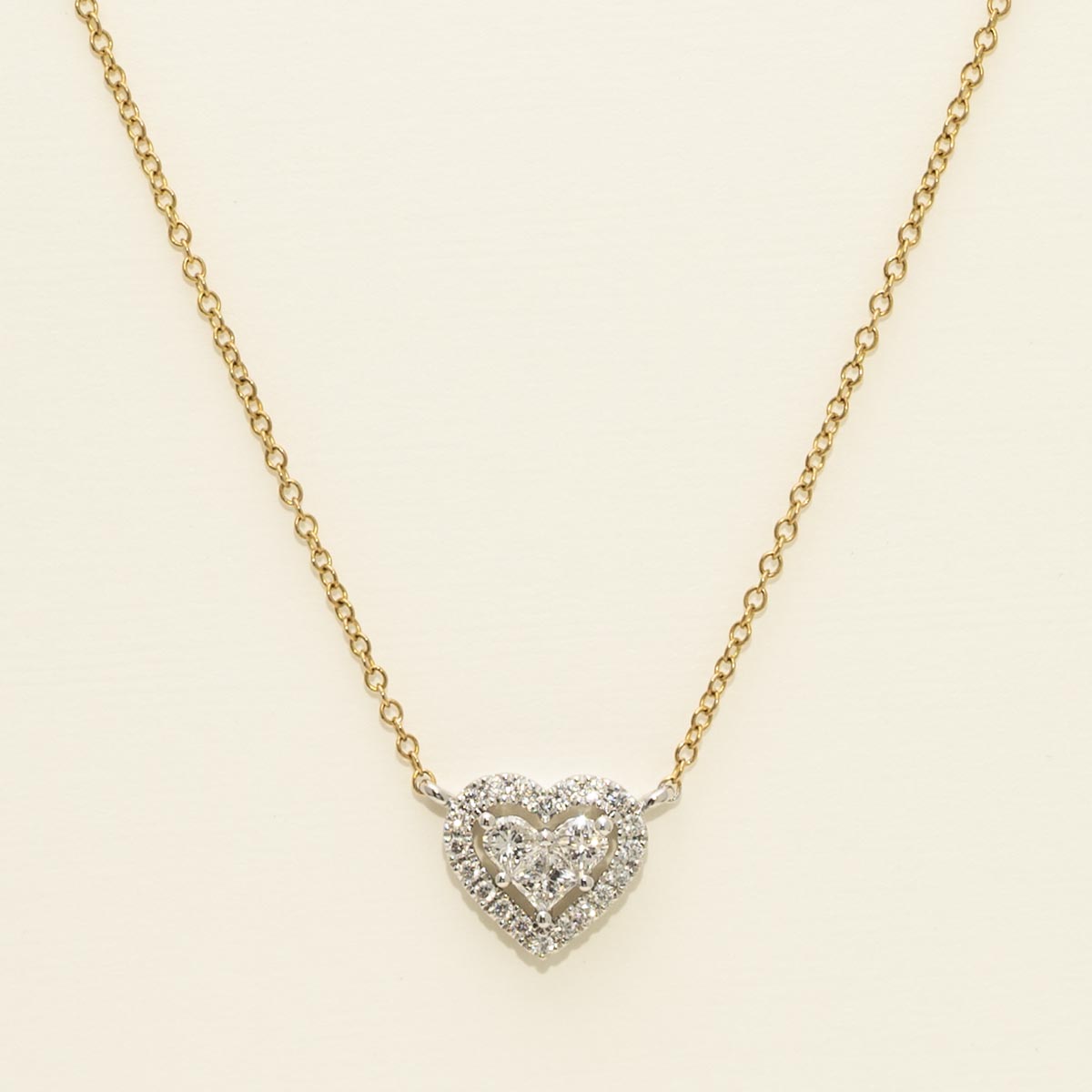 Diamond Heart Necklace in 14kt White and Yellow Gold (5/8ct tw)