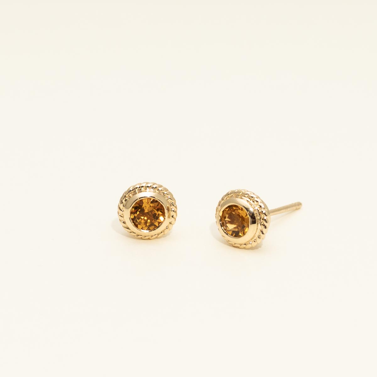 Citrine Rope Edge Earrings in 14kt Yellow Gold