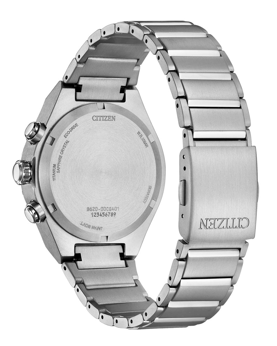 Citizen Zenshin Chronograph Watch with White Dial and Titanium Bracelet (eco-drive movement)