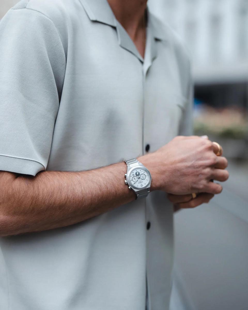 Citizen Zenshin Chronograph Watch with White Dial and Titanium Bracelet (eco-drive movement)