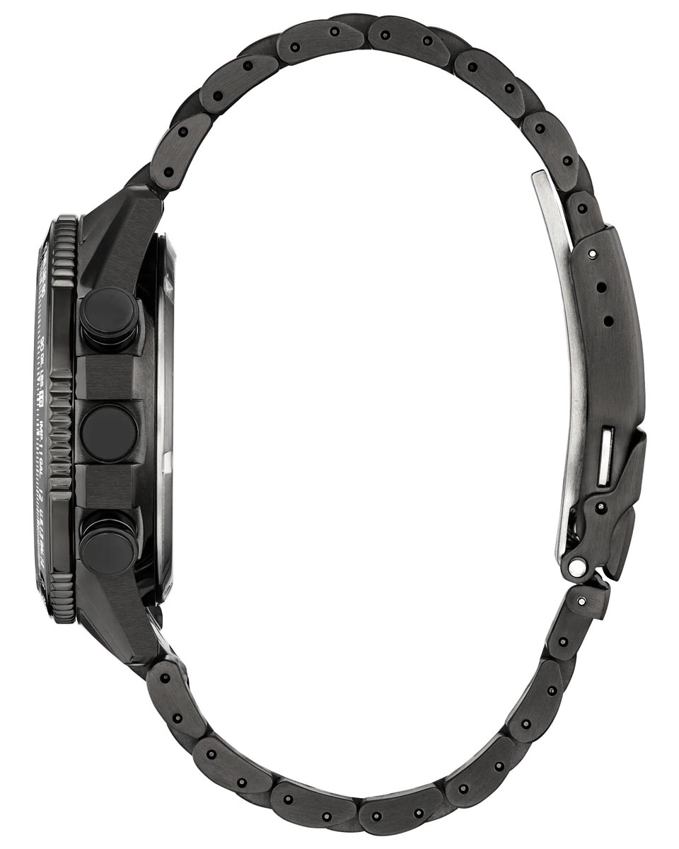 Citizen Promaster Skyhawk U830 Chronograph Watch with Black Dial and Gray Stainless Steel Bracelet (eco-drive movement)