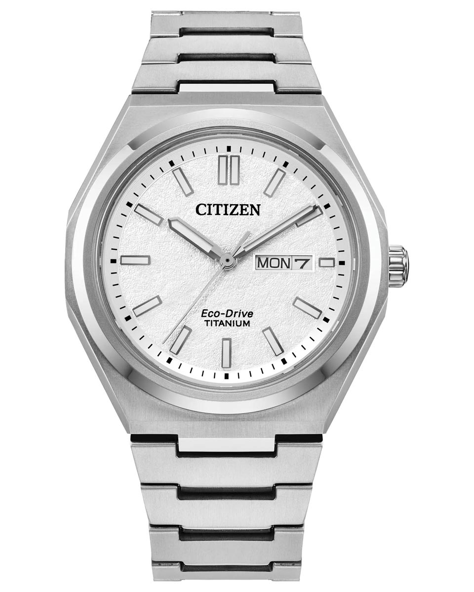 Citizen Zenshin Watch with White Dial and Titanium Bracelet (ecodrive movement)