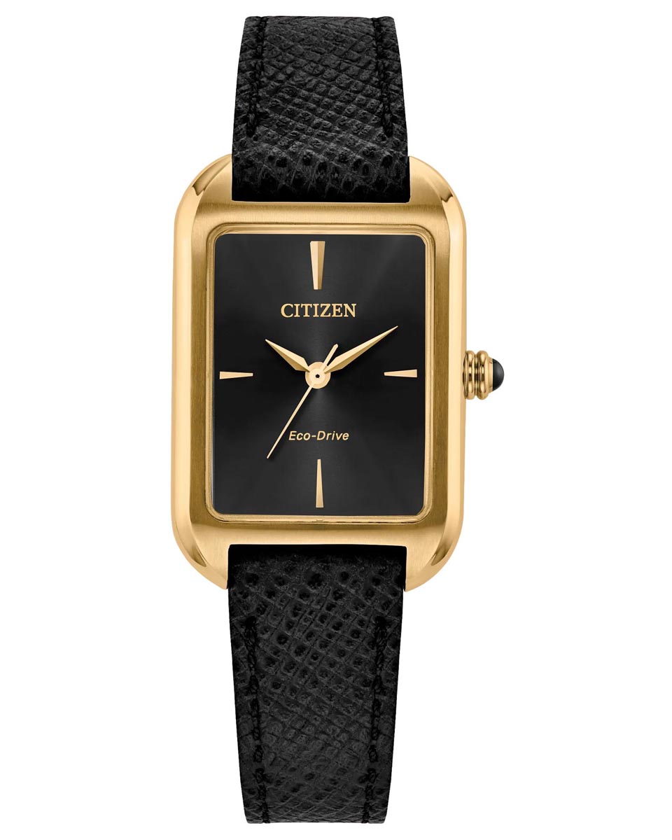 Citizen Dress Classic Watch with Black Dial and Black Leather Strap (eco-drive movement)