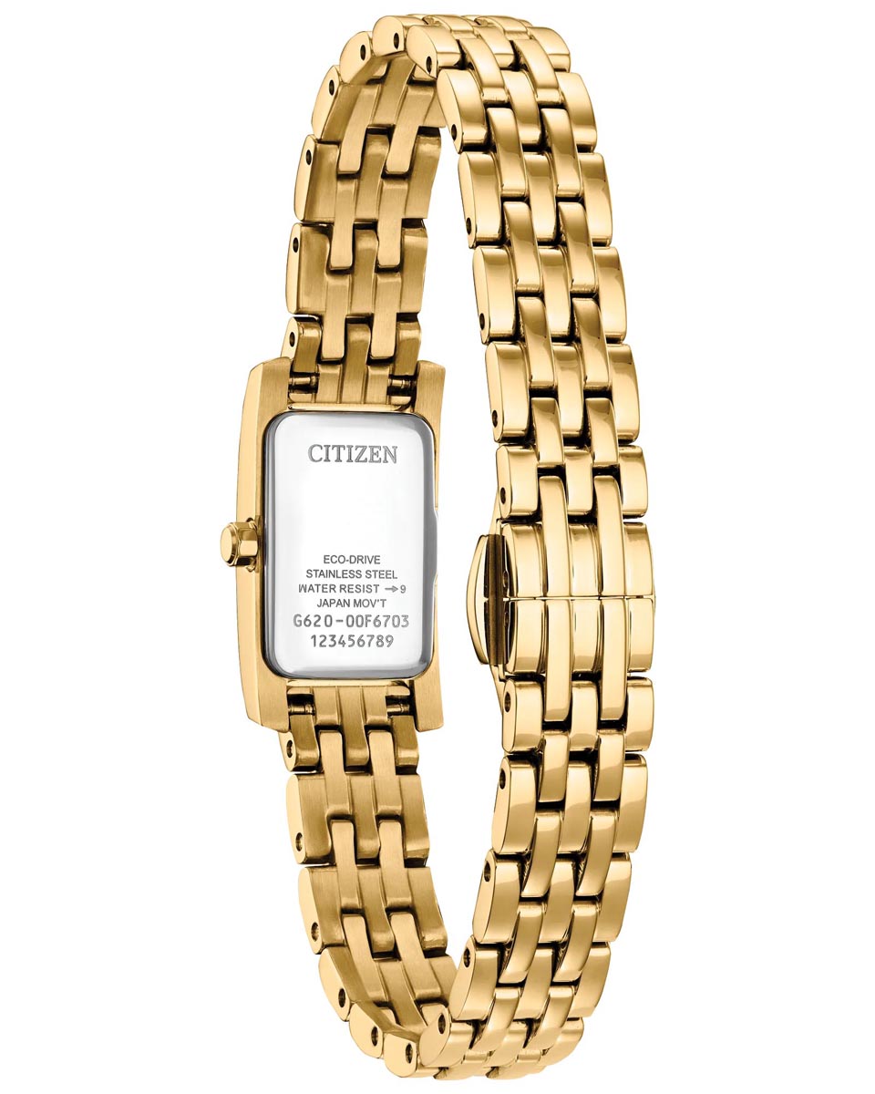 Citizen Petite Palidoro Watch with Black Dial and Gold Toned Stainless Steel Bracelet (eco-drive)