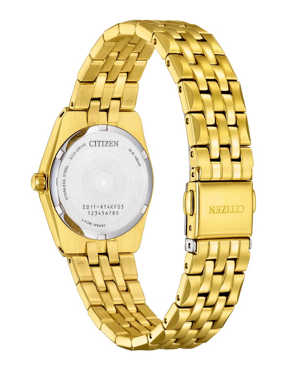 Citizen Corso Watch with Black Dial and Gold Toned Stainless Steel Bracelet (eco-drive movement)