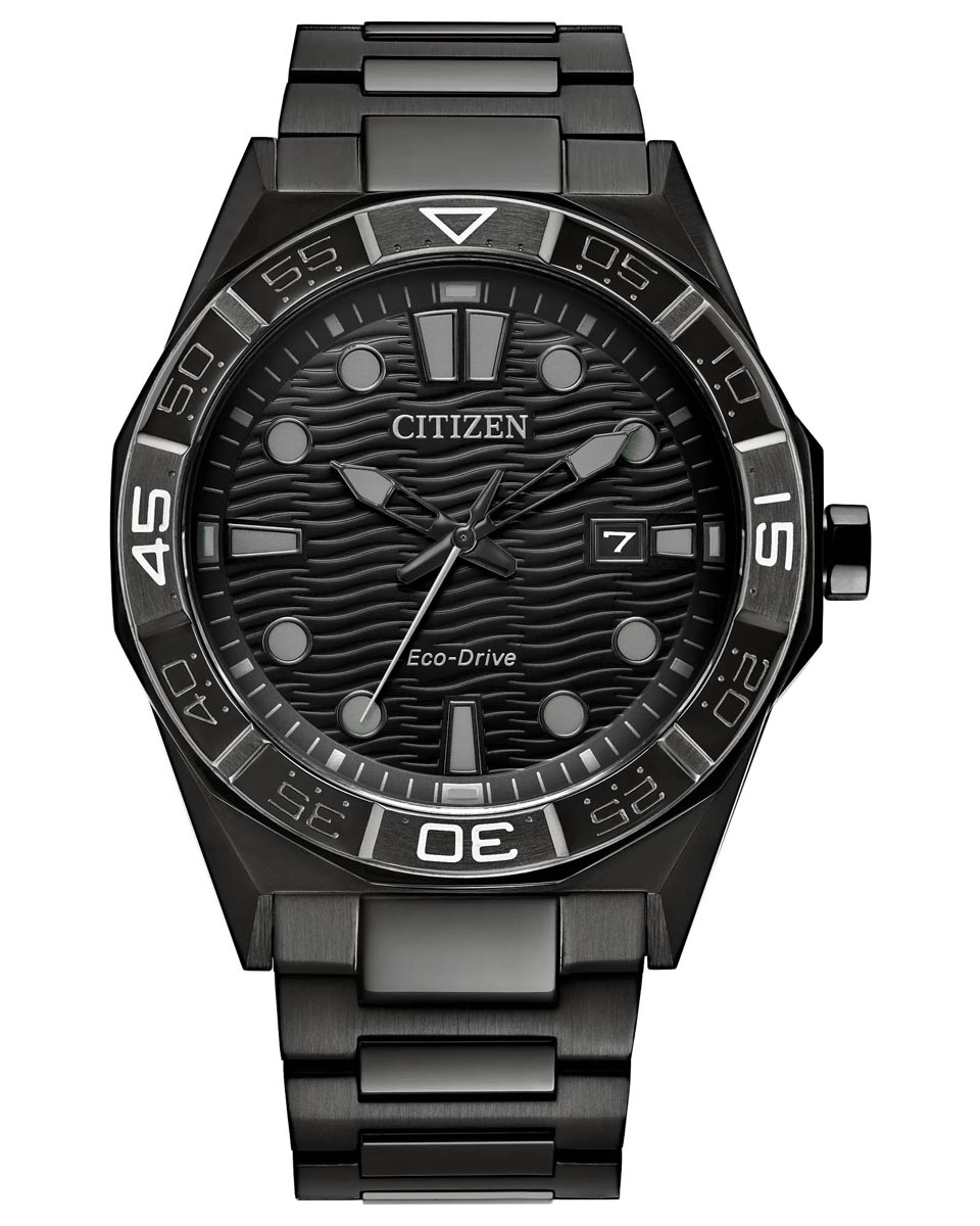 Citizen Brycen Watch with Black Dial and Black Stainless Steel Bracelet (eco-drive movement)