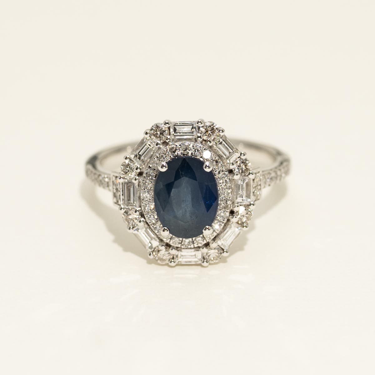 Oval Sapphire Ring in 14kt White Gold with Diamonds (3/4ct tw)