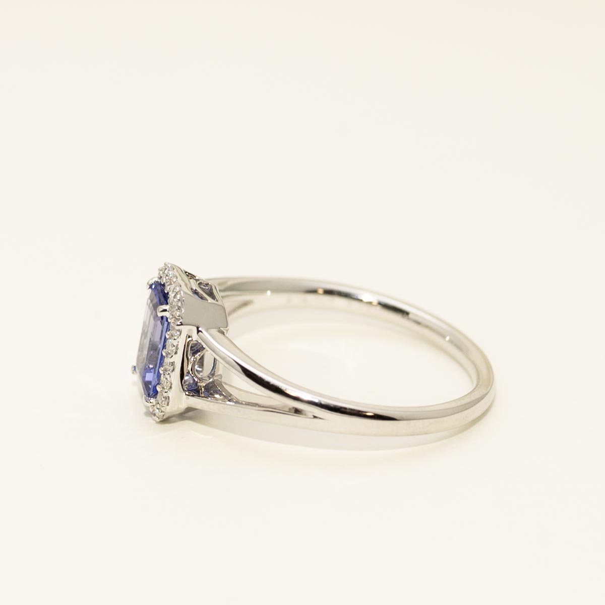 Emerald Cut Tanzanite Ring in 14kt White Gold with Diamonds (1/7ct tw)