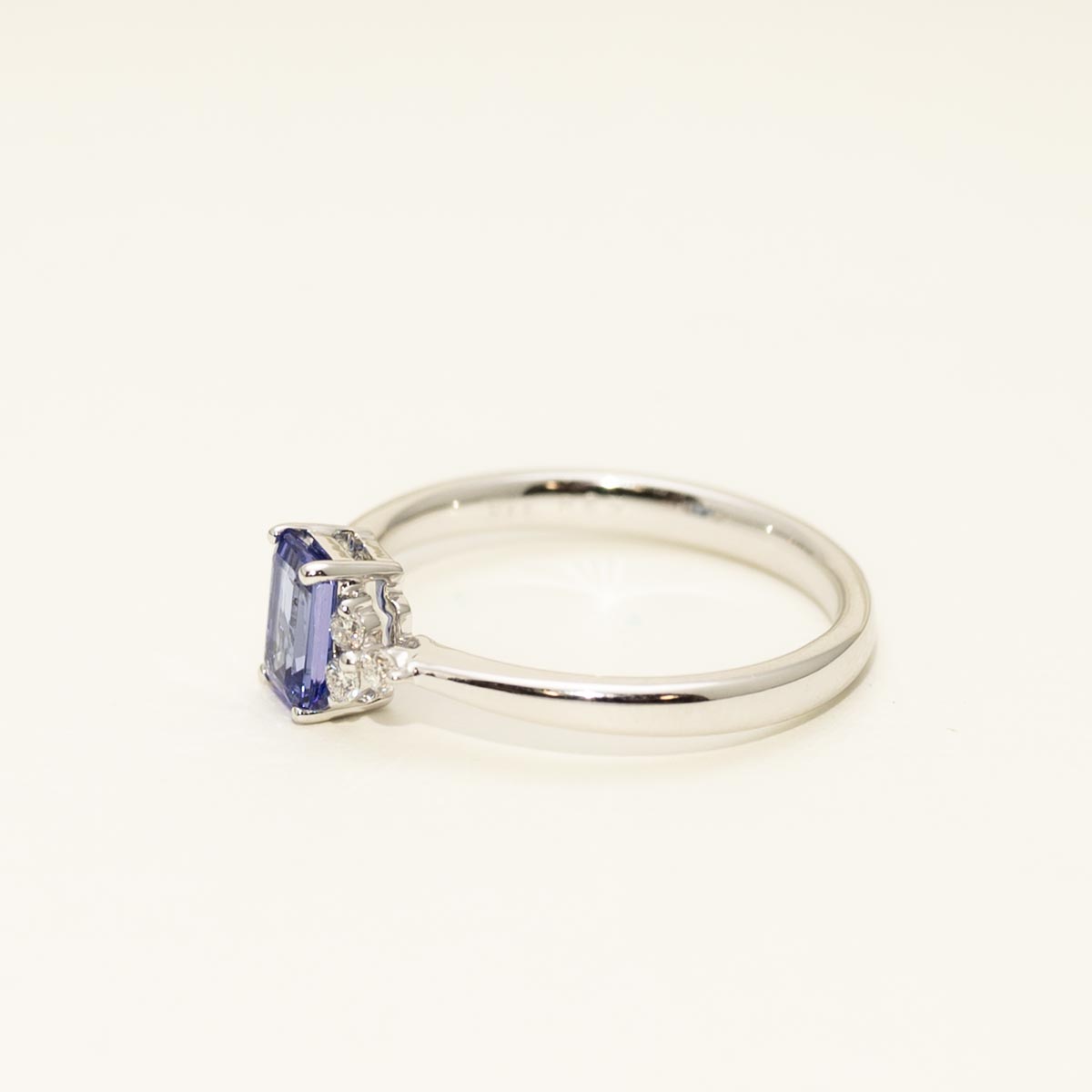 Emerald Cut Tanzanite Ring in 14kt White Gold with Diamonds (1/10ct tw)