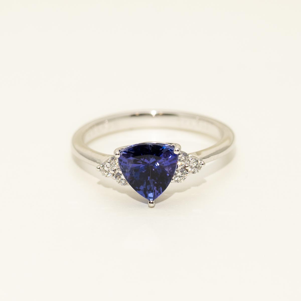 Trillion Cut Tanzanite Ring in 14kt White Gold With Diamonds (1/7ct tw)