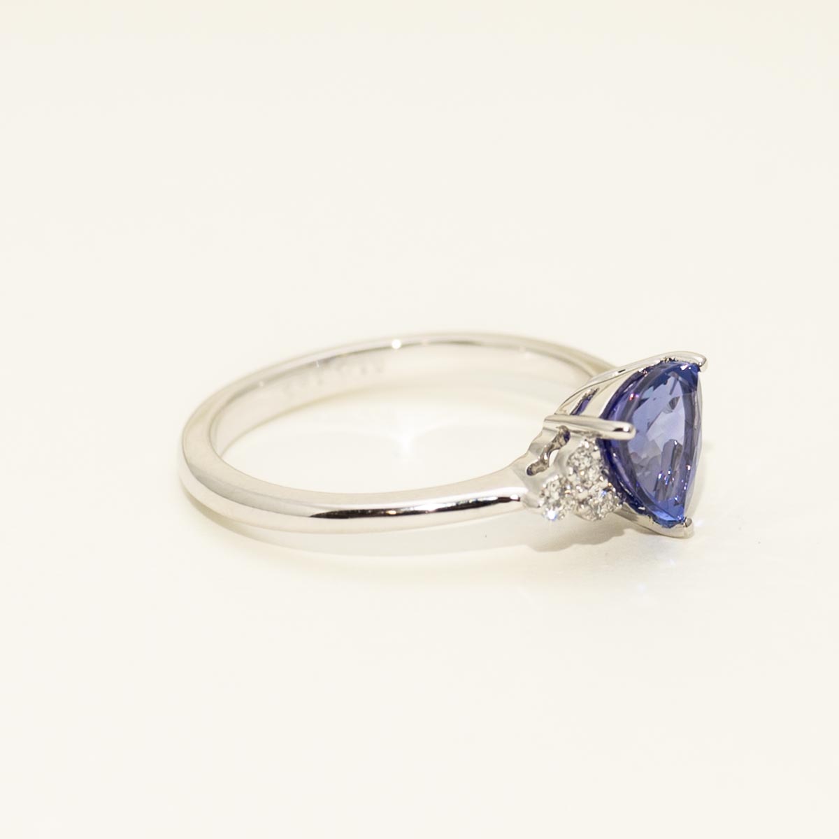 Trillion Cut Tanzanite Ring in 14kt White Gold With Diamonds (1/7ct tw)