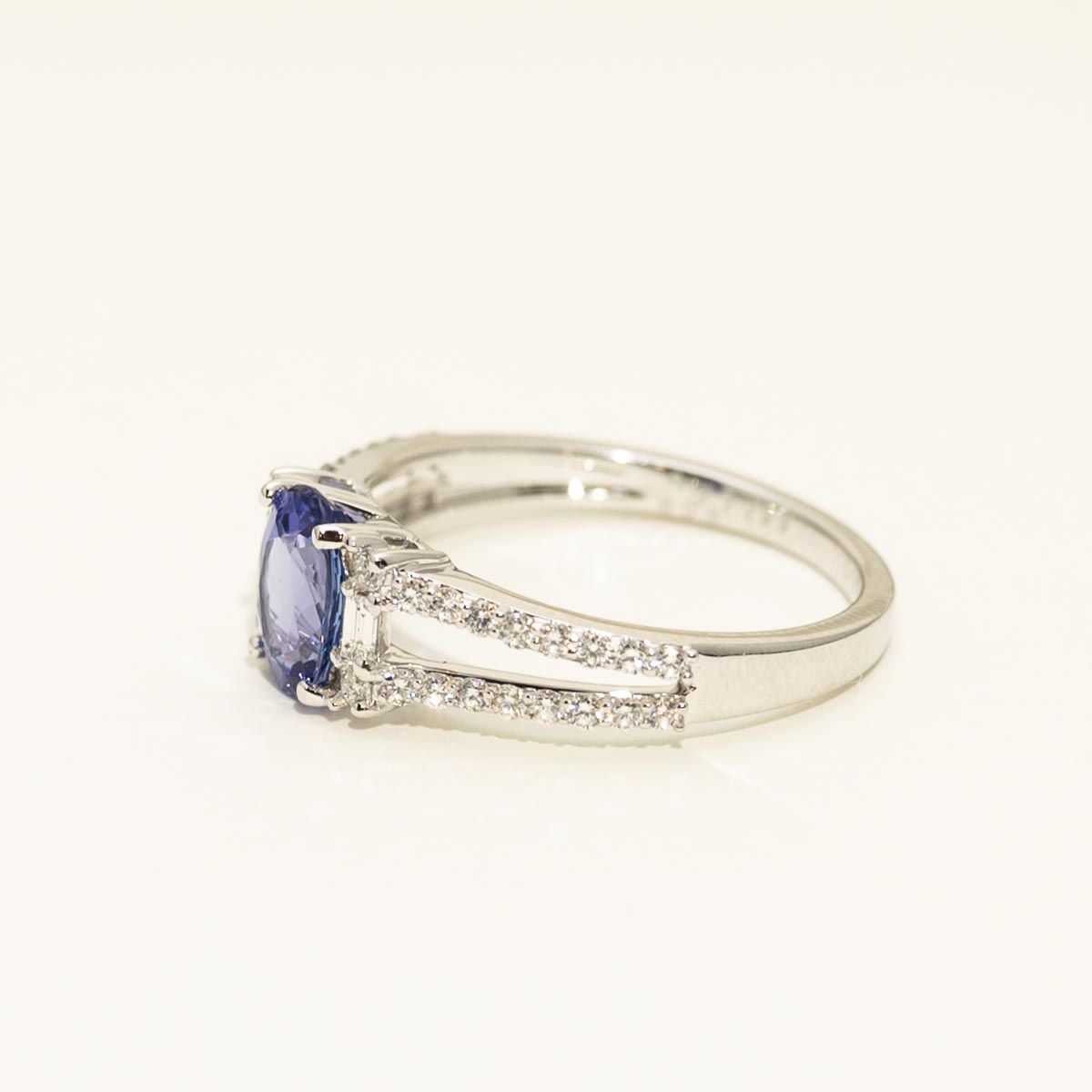 Oval Tanzanite and Diamond Ring in 14kt White Gold (1/3ct tw)