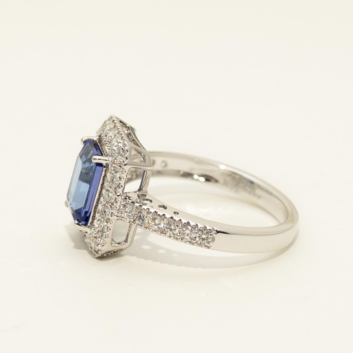 Emerald Cut Tanzanite Ring in 14kt White Gold with Diamonds (3/8ct tw)
