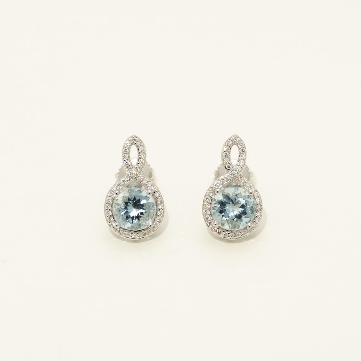 Aquamarine Earrings in 14kt White Gold with Diamonds (1/4ct tw)