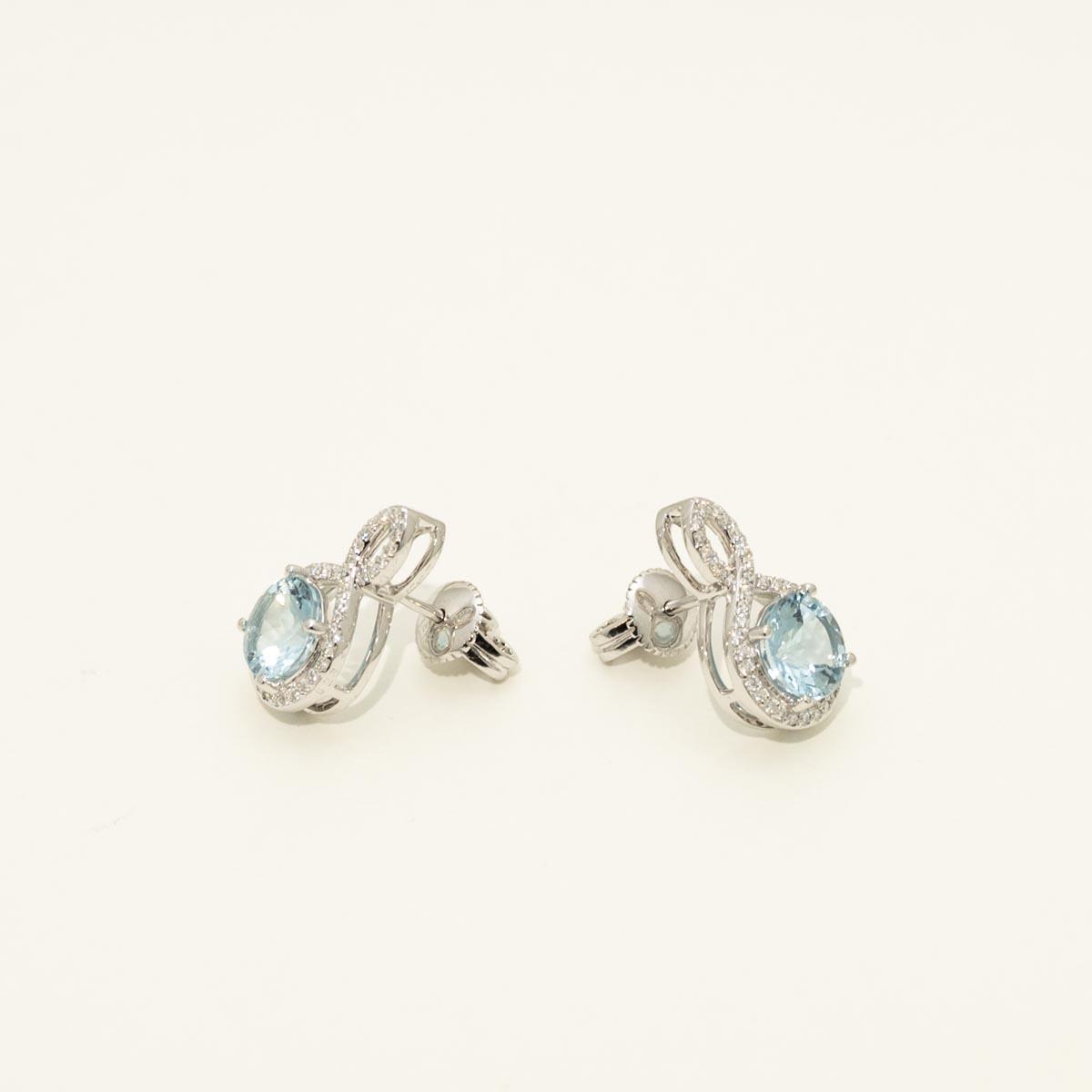 Aquamarine Earrings in 14kt White Gold with Diamonds (1/4ct tw)