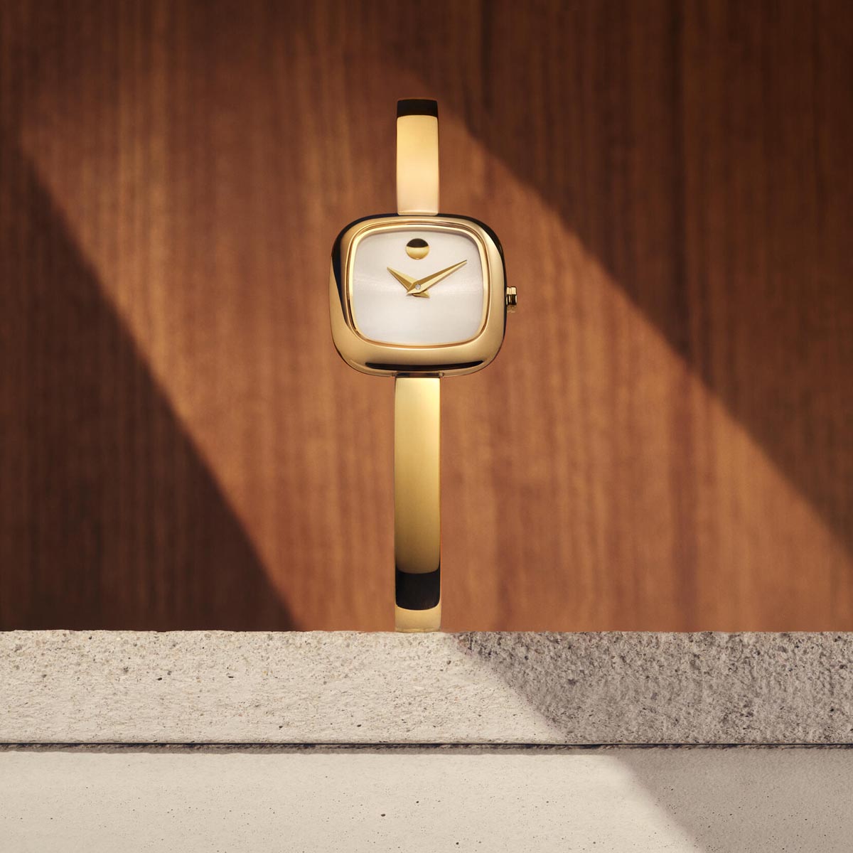 Movado Museum Bangle Watch with Champagne Dial and Yellow Stainless Steel Bracelet (22mm and quartz movement)