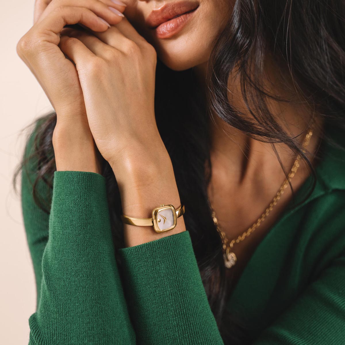Movado Museum Bangle Watch with Champagne Dial and Yellow Stainless Steel Bracelet (22mm and quartz movement)