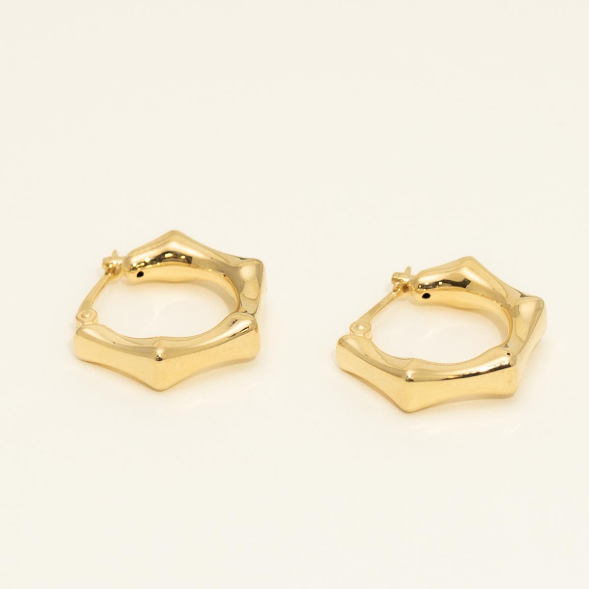 Faceted Hexagon Hoop Earrings in 14kt Yellow Gold