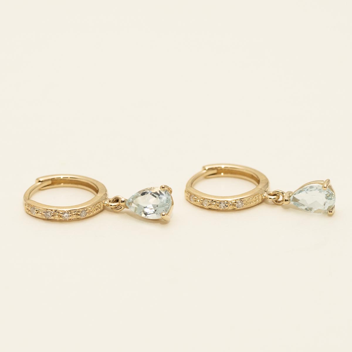 Aquamarine Drop Earrings in 14kt Yellow Gold