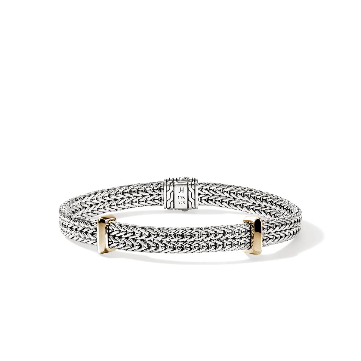John Hardy Icon Link Flat Bracelet in Sterling Silver and 14kt Yellow Gold