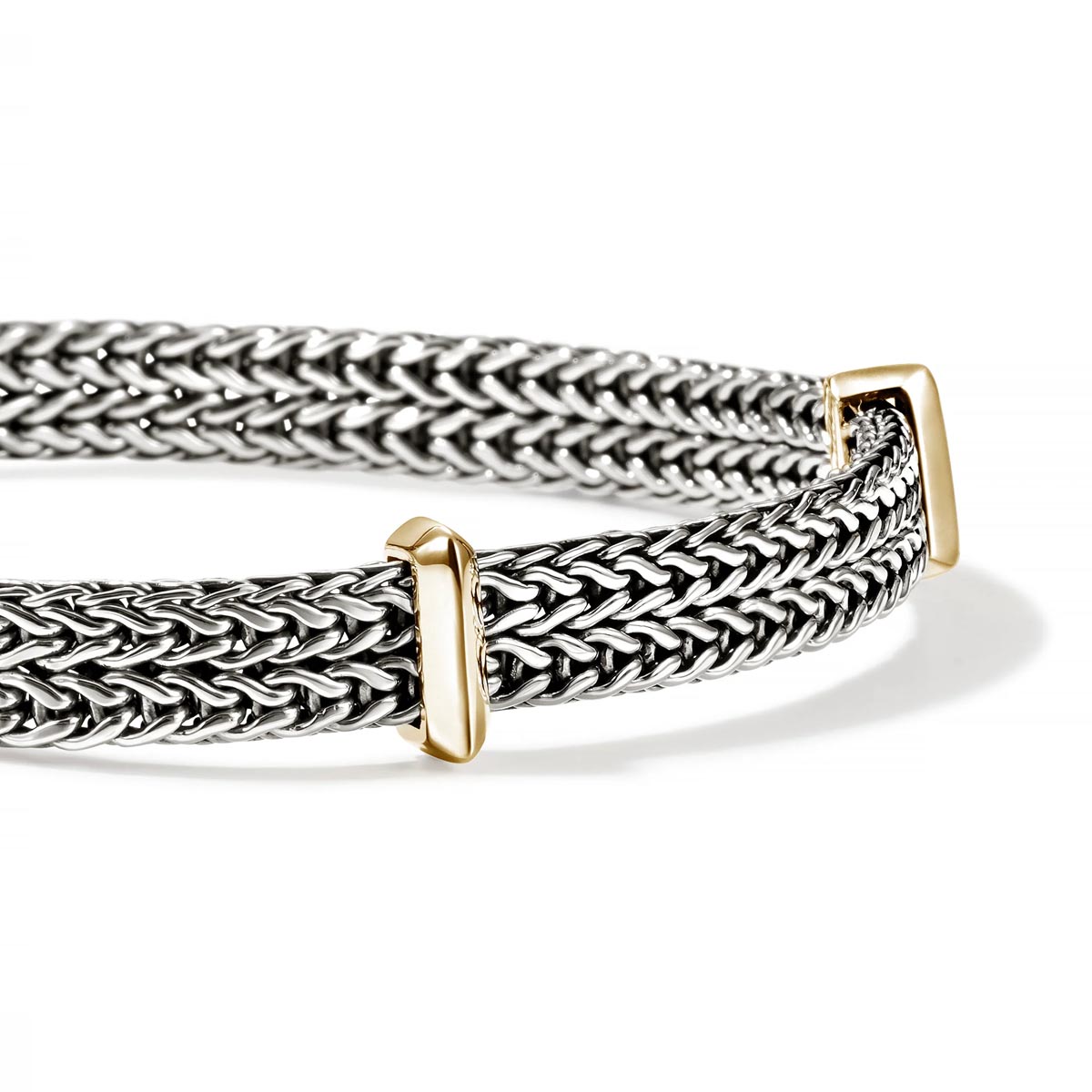 John Hardy Icon Link Flat Bracelet in Sterling Silver and 14kt Yellow Gold