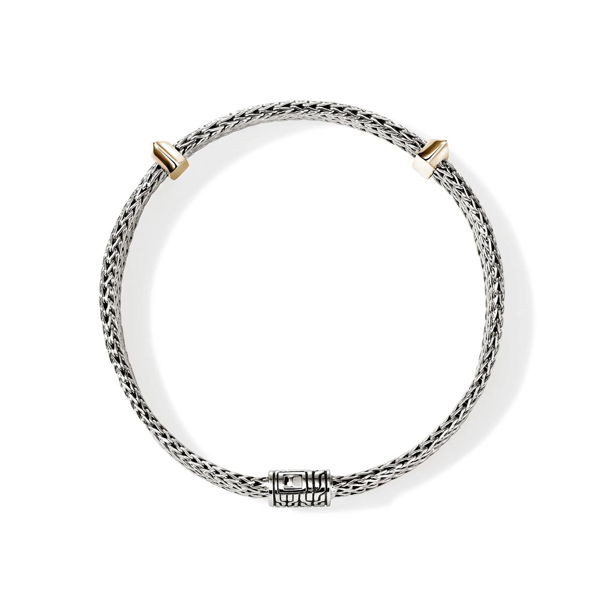 John Hardy Icon Link Flat Bracelet in Sterling Silver and 14kt Yellow Gold