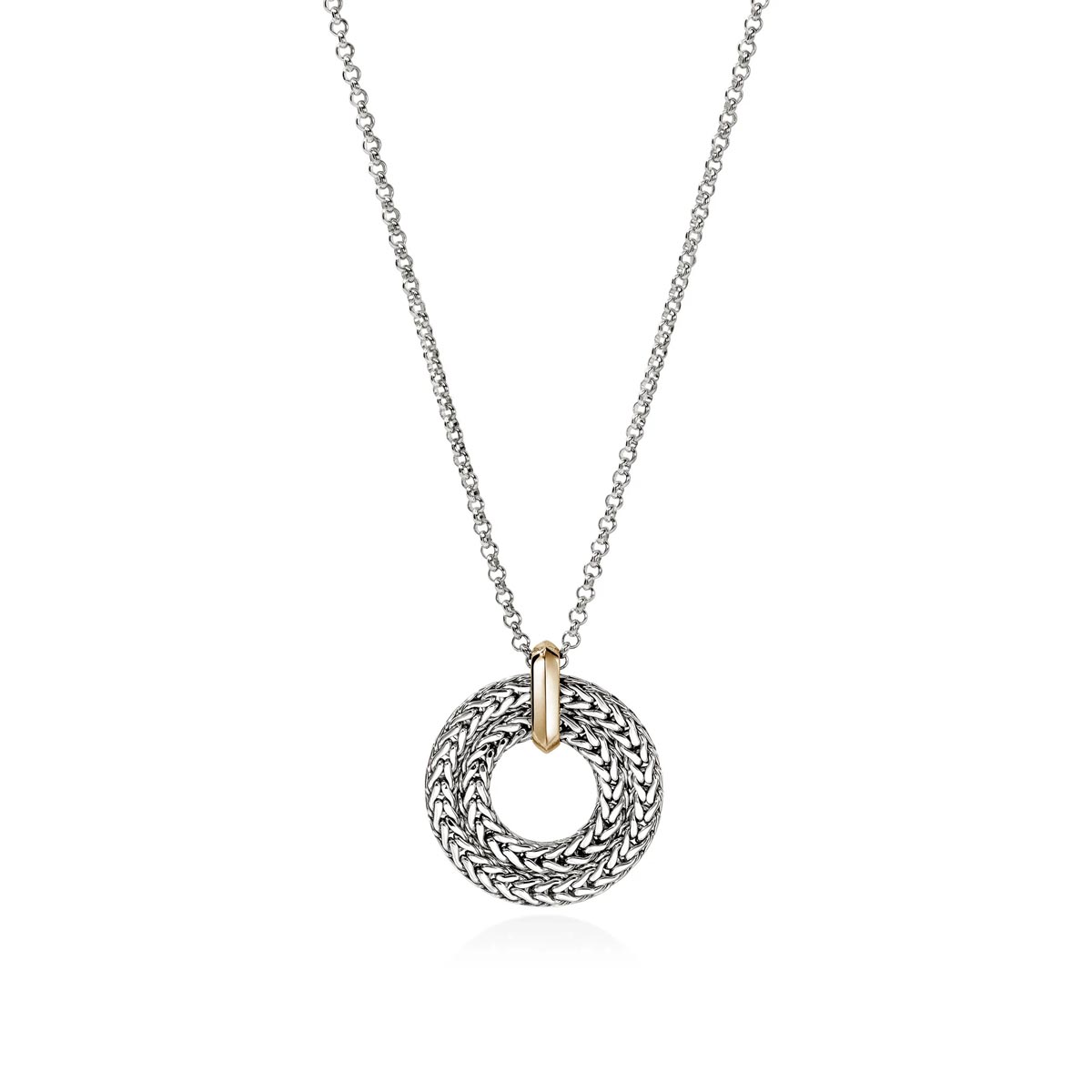 John Hardy Icon Circle Necklace in Sterling Silver and 14kt Yellow Gold