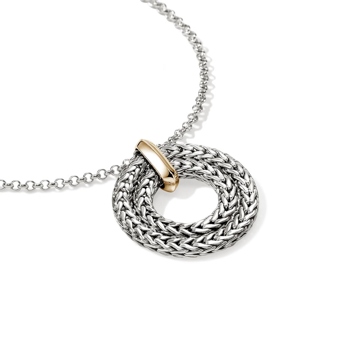 John Hardy Icon Circle Necklace in Sterling Silver and 14kt Yellow Gold