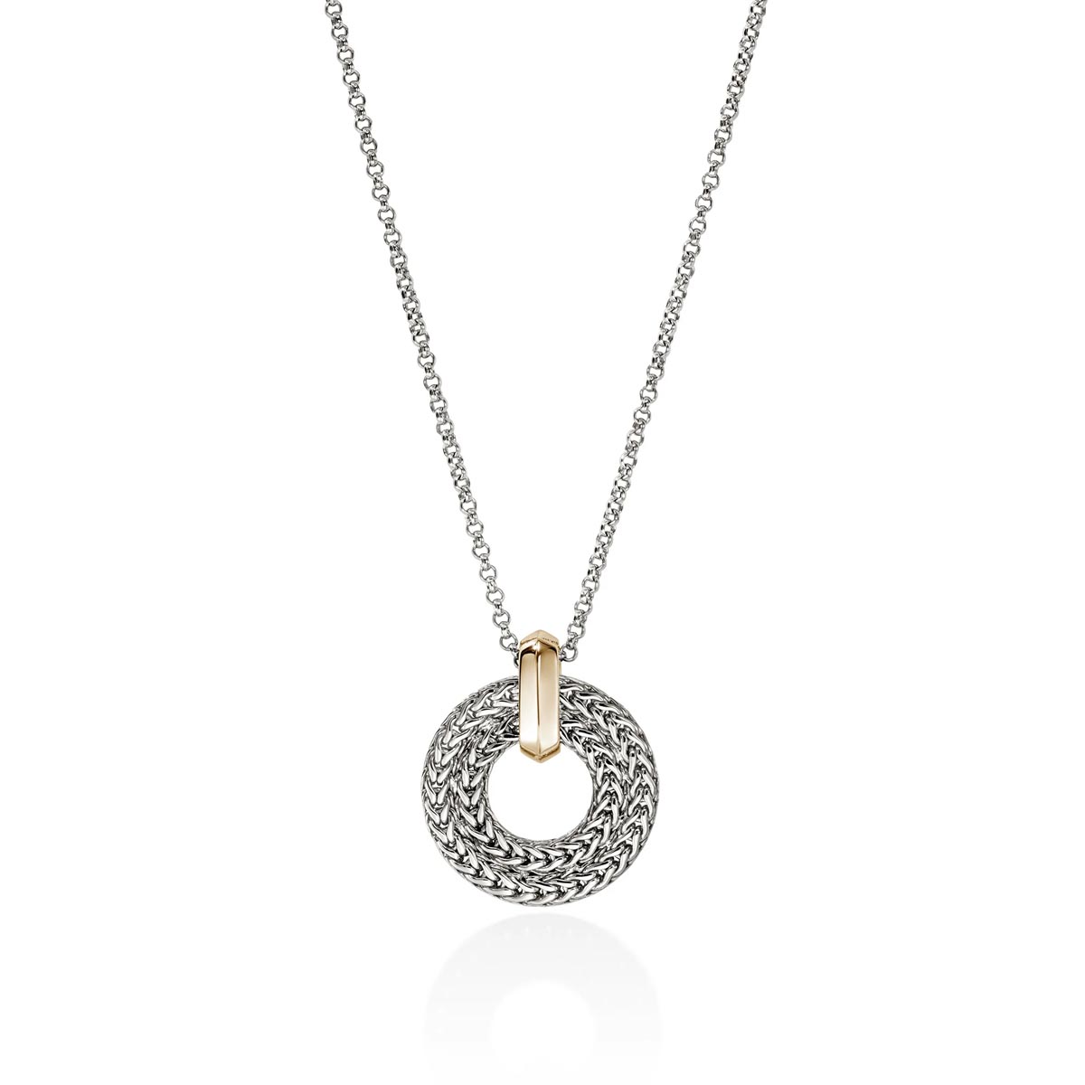 John Hardy Icon Circle Necklace in Sterling Silver and 14kt Yellow Gold