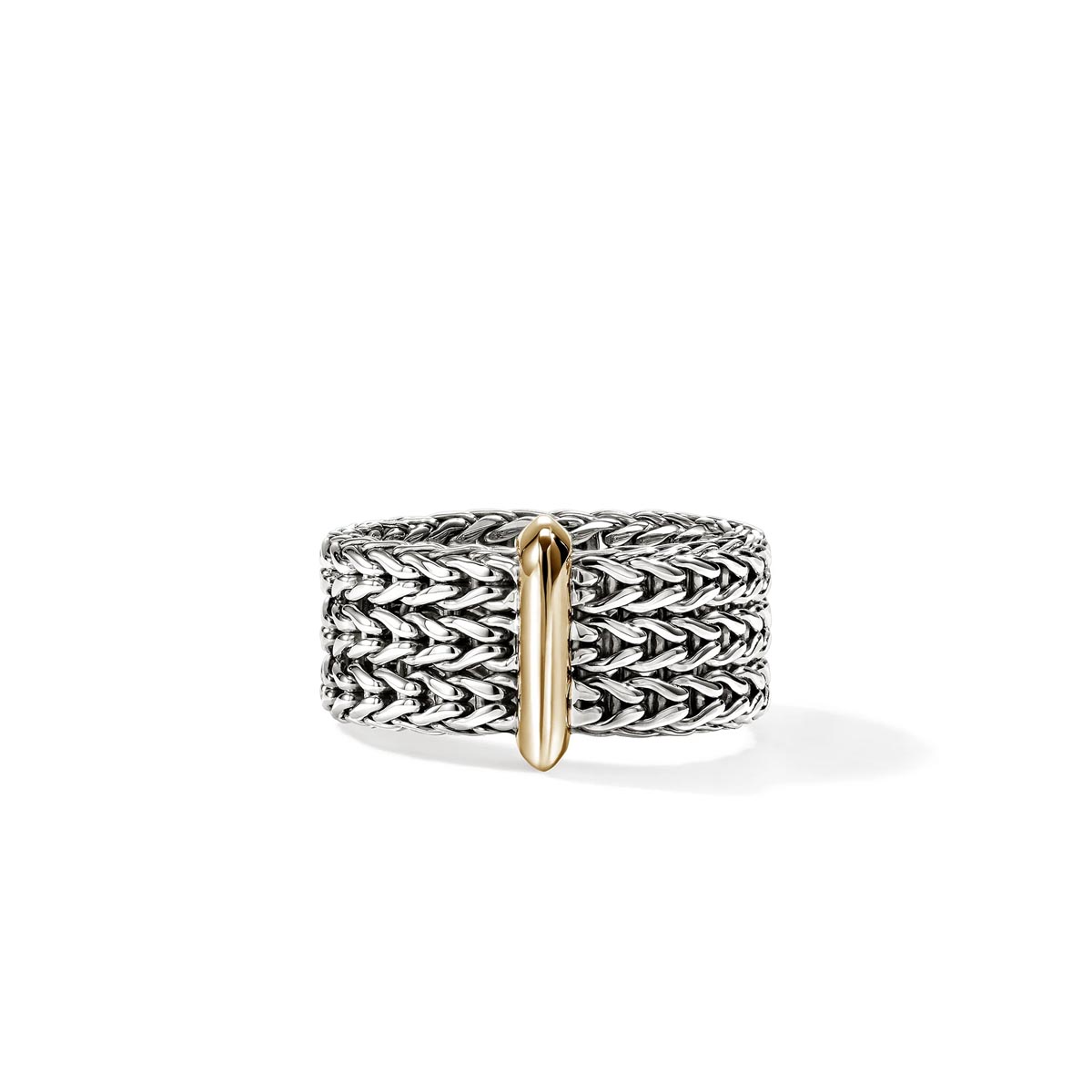John Hardy Icon Ring in Sterling Silver and 14kt Yellow Gold (size 7)
