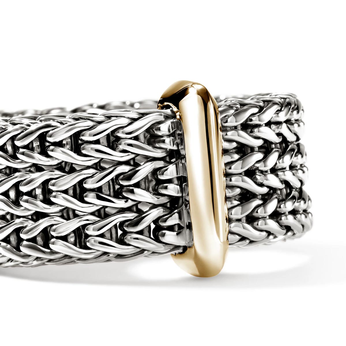 John Hardy Icon Ring in Sterling Silver and 14kt Yellow Gold (size 7)