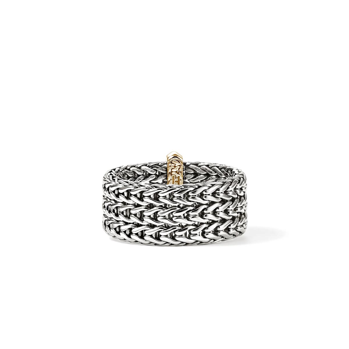 John Hardy Icon Ring in Sterling Silver and 14kt Yellow Gold (size 7)