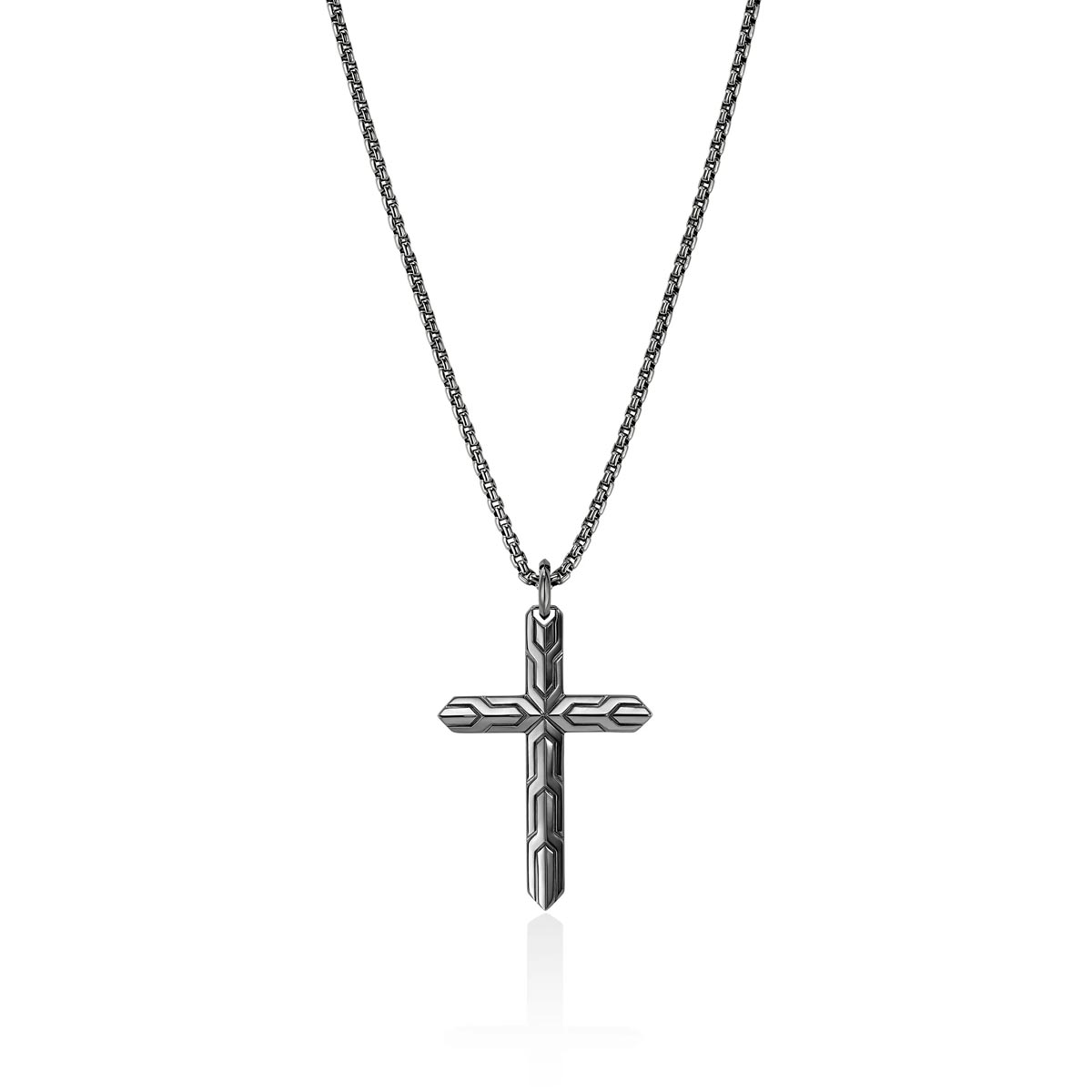 John Hardy Icon Cross Necklace in Sterling Silver and Black Rhodium