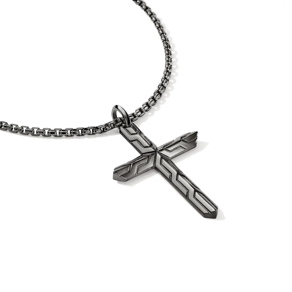 John Hardy Icon Cross Necklace in Sterling Silver and Black Rhodium