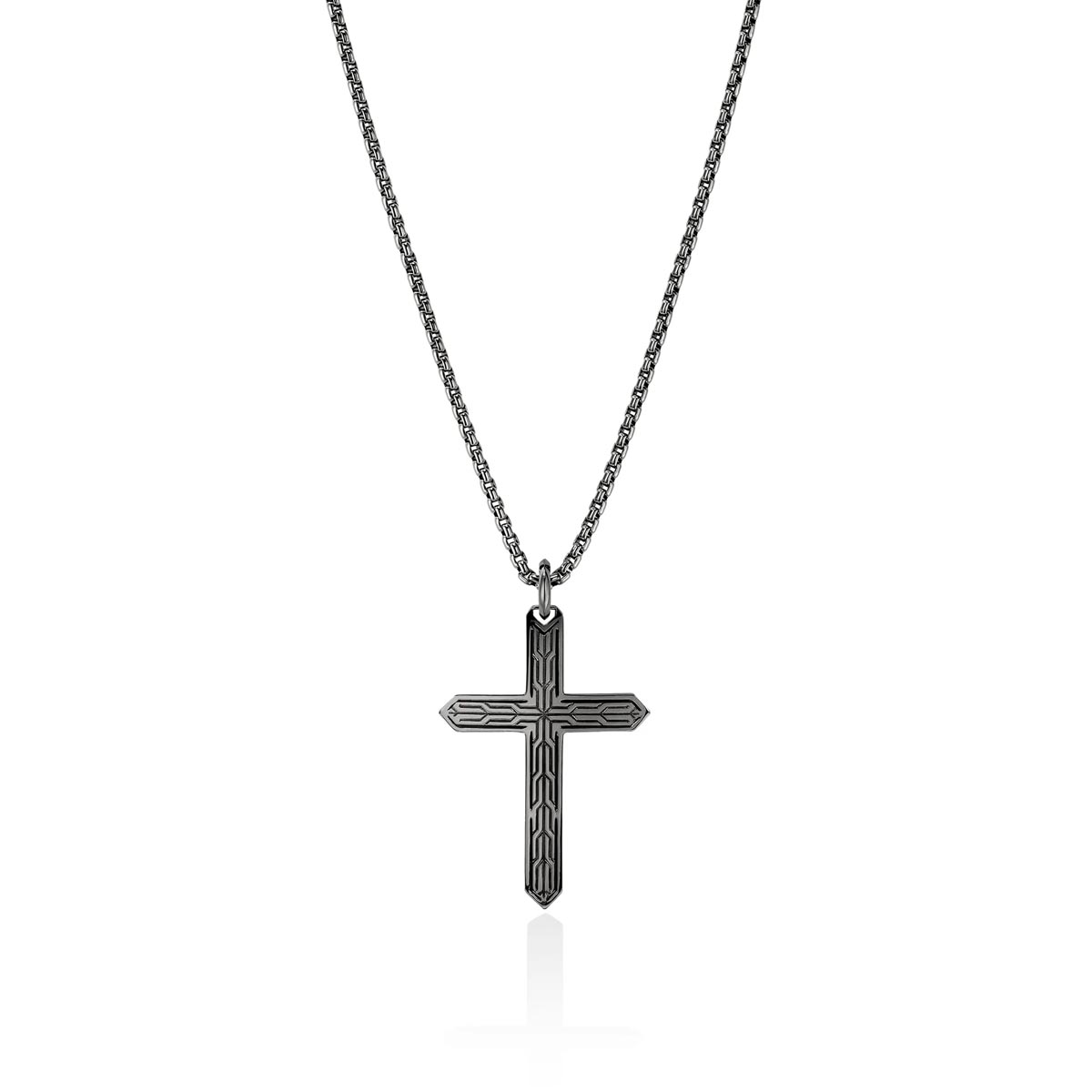 John Hardy Icon Cross Necklace in Sterling Silver and Black Rhodium