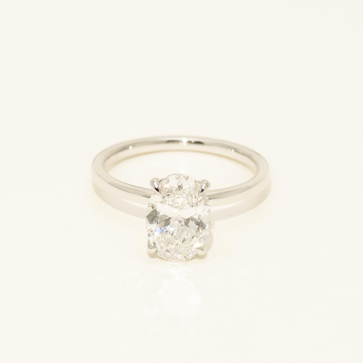 Oval Lab Grown Hidden Halo Diamond Engagement Ring in Platinum (2 1/10ct tw)