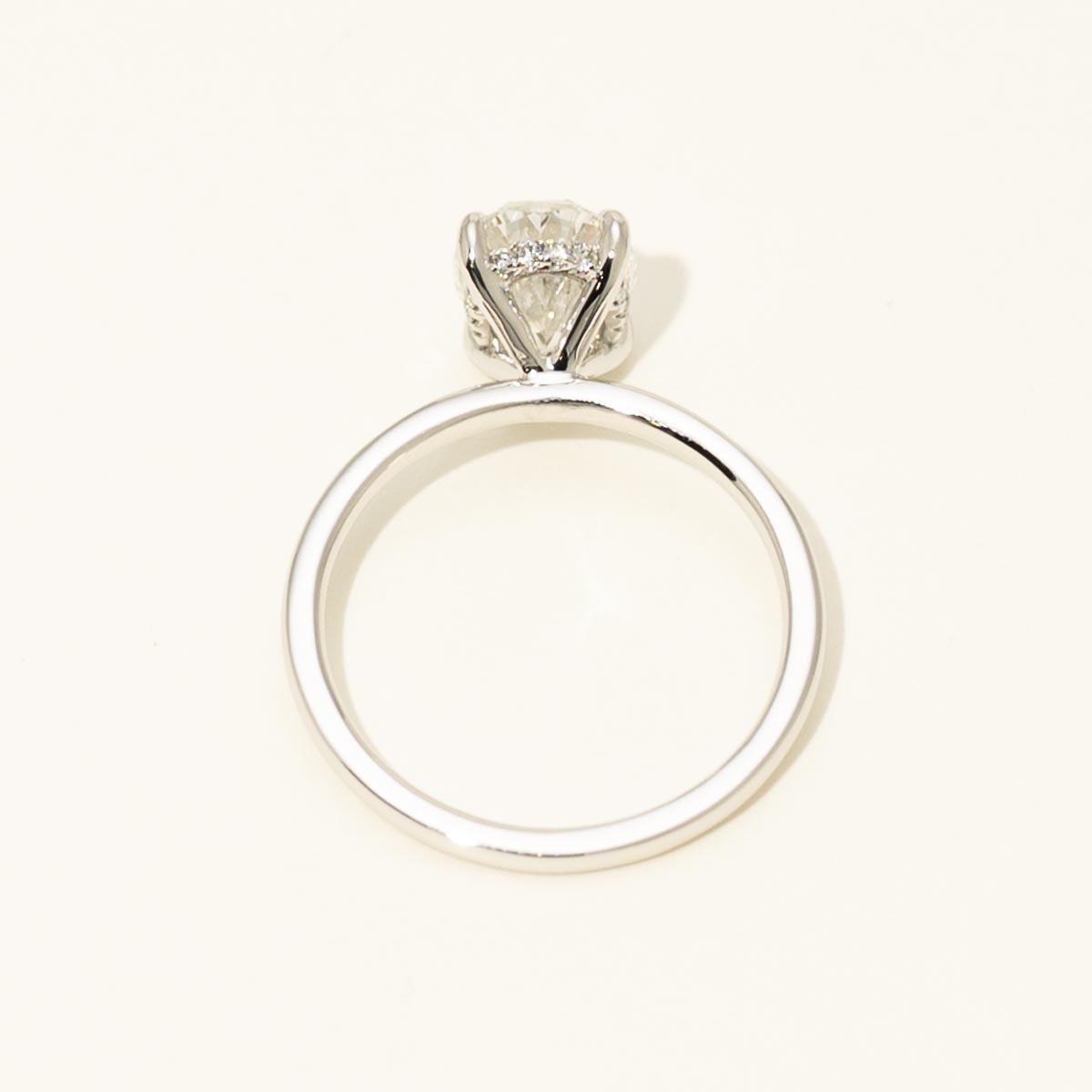 Oval Lab Grown Hidden Halo Diamond Engagement Ring in Platinum (2 1/10ct tw)