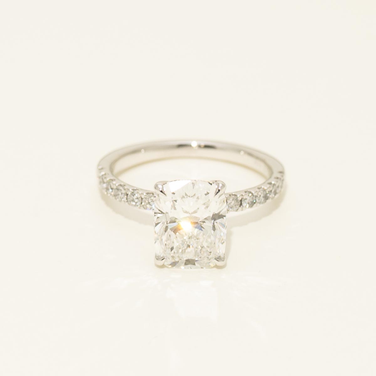 Cushion Cut Lab Grown Diamond Engagement Ring in Platinum (3 1/3ct tw)