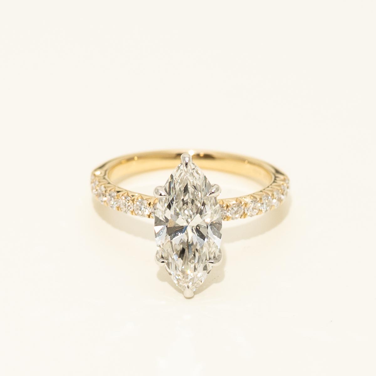 Marquise Lab Grown Diamond Engagement Ring in 14kt Yellow and White Gold (3 1/5ct tw)