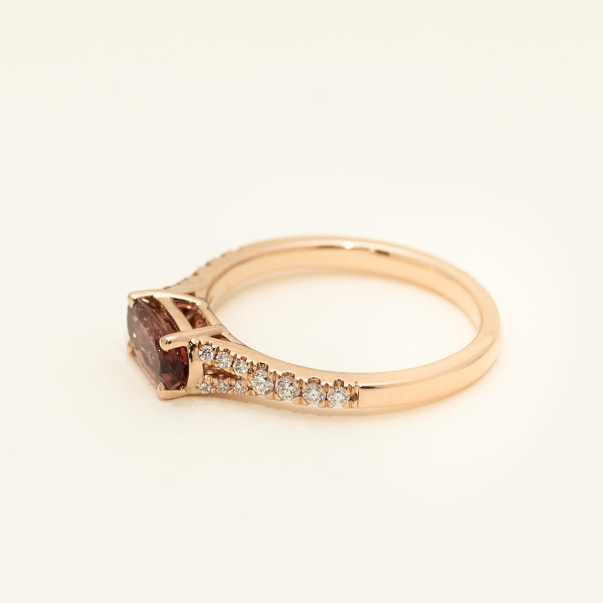 Oval Maine Pink Tourmaline Ring in 14kt Rose Gold with Diamonds (1/5ct tw)