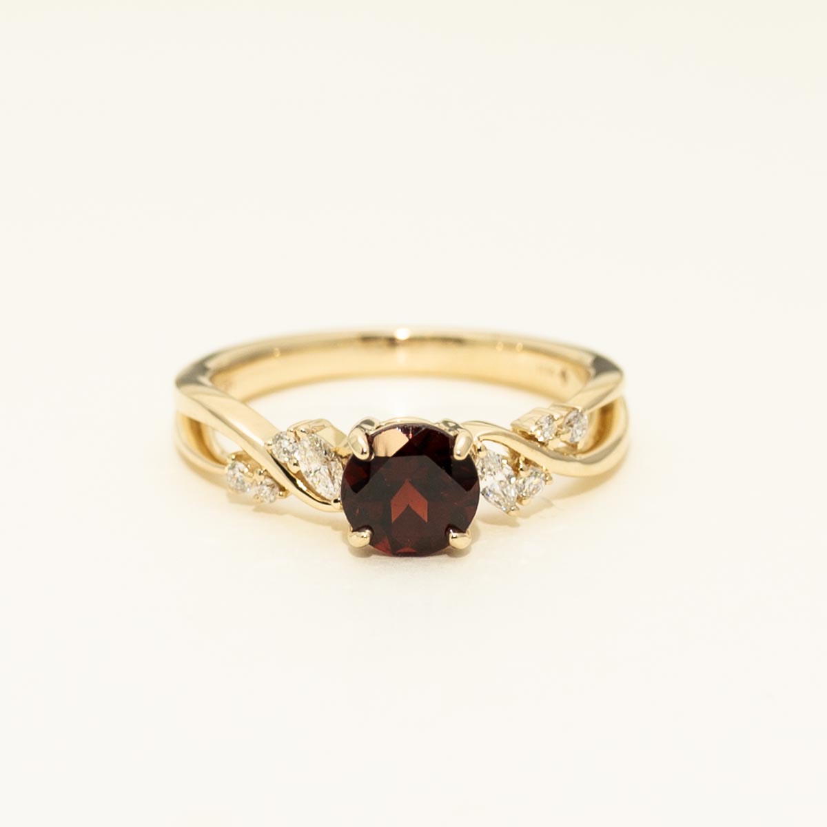Garnet Ring in 14kt Yellow with Diamonds (1/7ct tw)