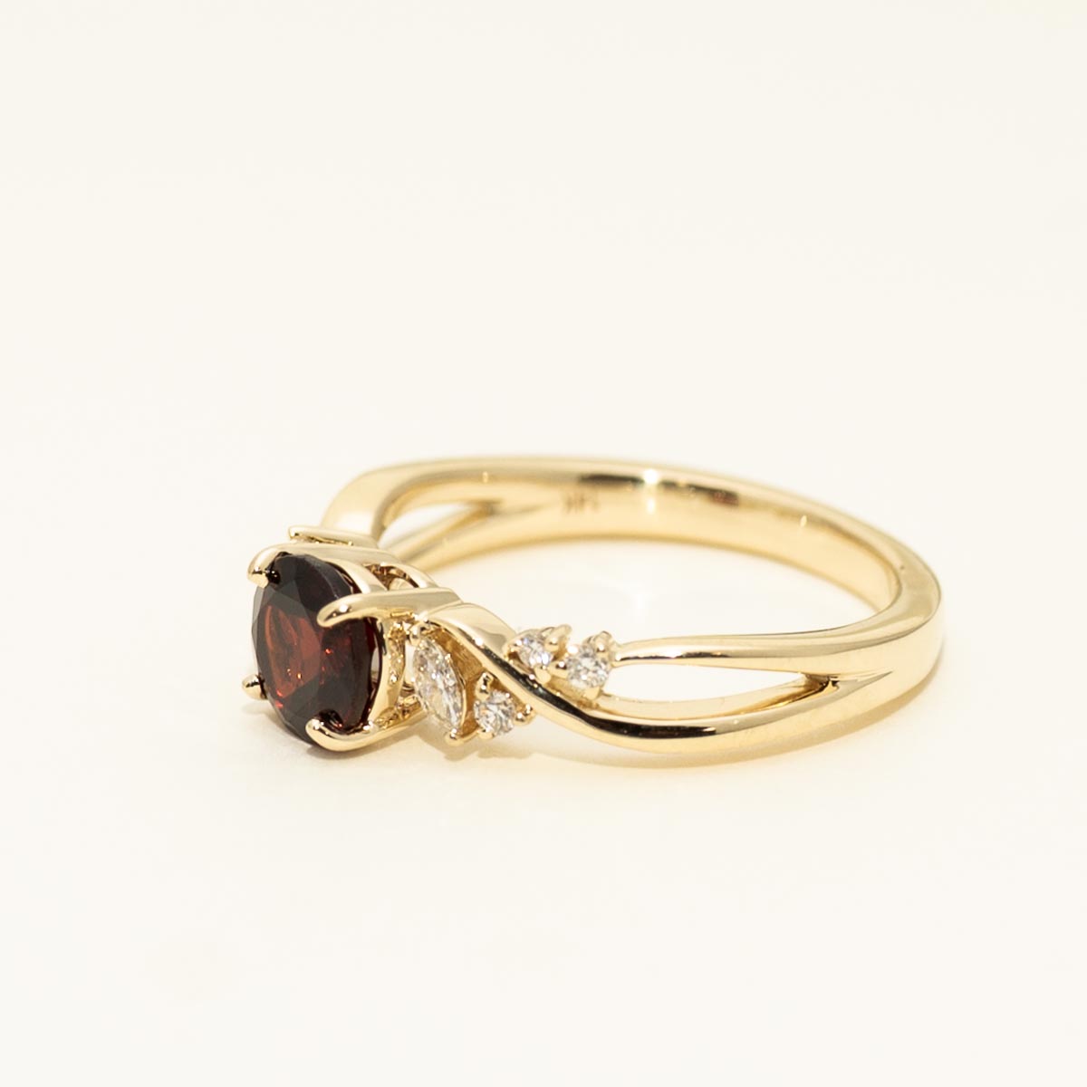 Garnet Ring in 14kt Yellow with Diamonds (1/7ct tw)