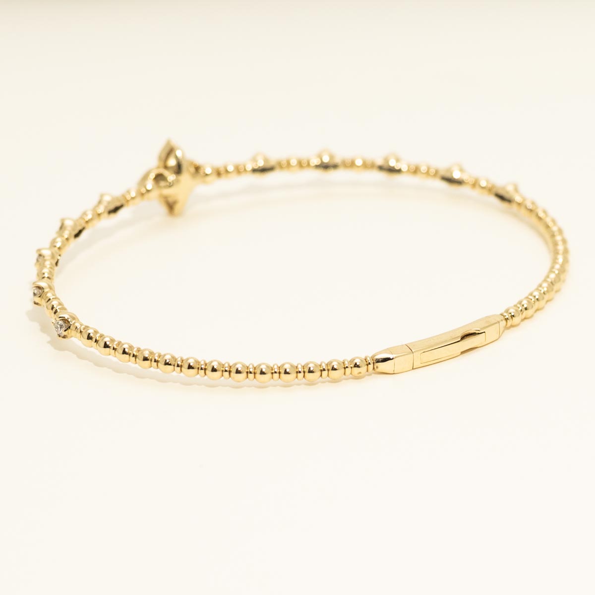 Diamond and Mother of Pearl Bangle Bracelet in 14kt Yellow Gold (1/3ct tw)