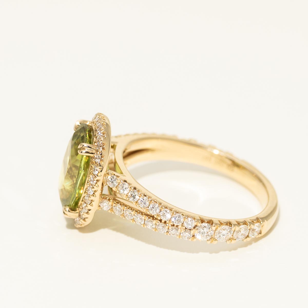 Oval Sphene Ring in 14kt Yellow Gold with Diamonds (3/4ct tw)