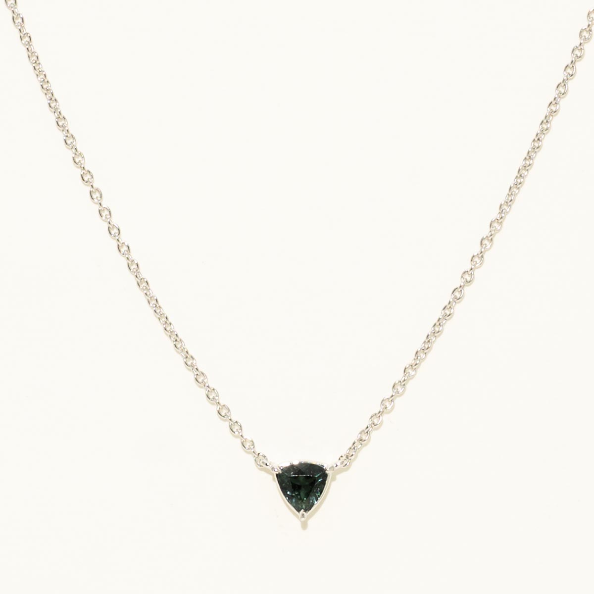 Trillion Cut Maine Indicolite Tourmaline Necklace in 14kt White Gold
