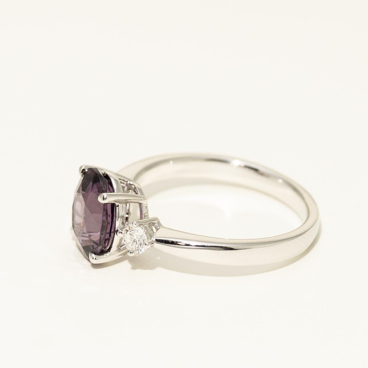 Oval Purple Spinel Ring in 14kt White Gold with Diamonds