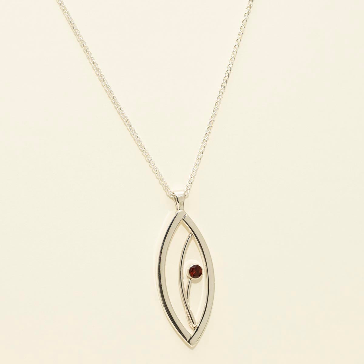 EL Designs Garnet Flora Necklace in Sterling Silver