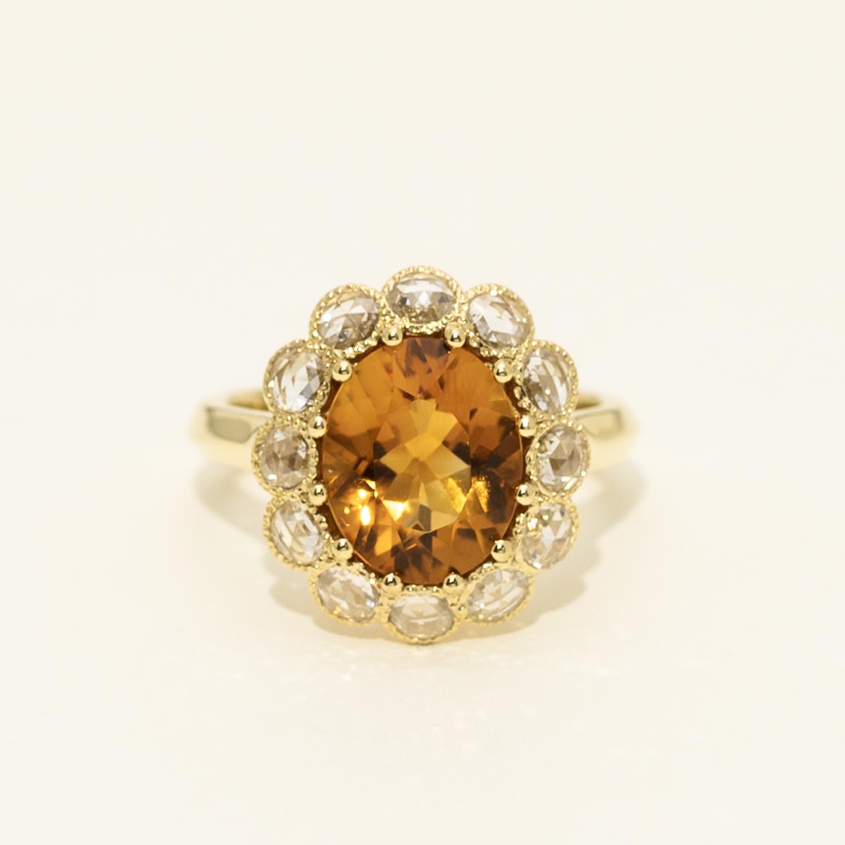 Oval Citrine Ring in 18kt Yellow Gold with Diamonds (1ct tw)